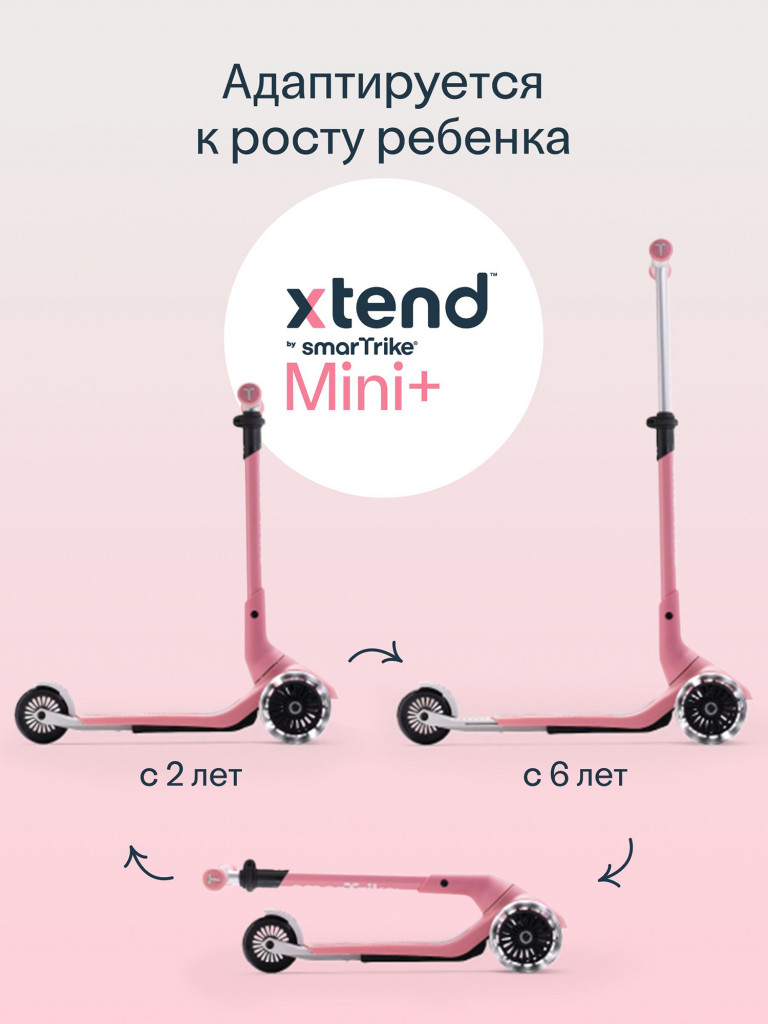 Самокат трехколесный детский SmarTrike Xtend Mini+, складной, растущий, для детей от 2 до 9 лет