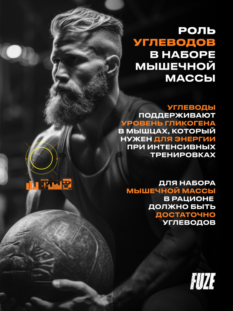 Протеин FUZE с витамином С для набора мышечной массы, банан, 15 порций, 750г