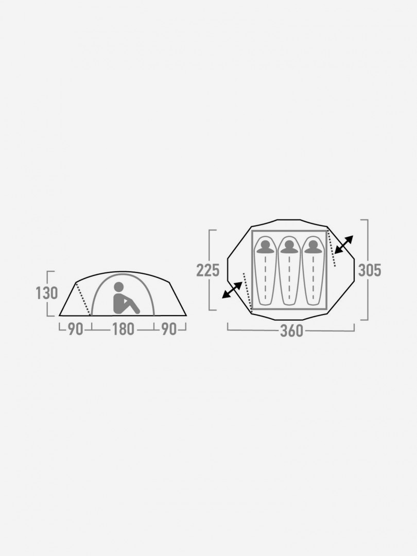 фото Палатка 3-местная jack wolfskin yellowstone iii vent, зеленый