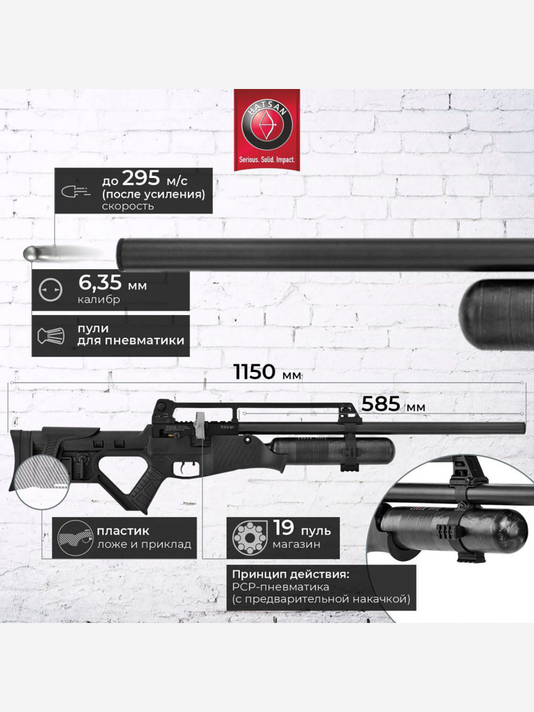 Винтовка пневматическая Hatsan BLITZ, cal. 6.35, 3 Дж (РСР, пластик) Черный  цвет — купить за 99990 руб. со скидкой 9 %, отзывы в интернет-магазине  Спортмастер