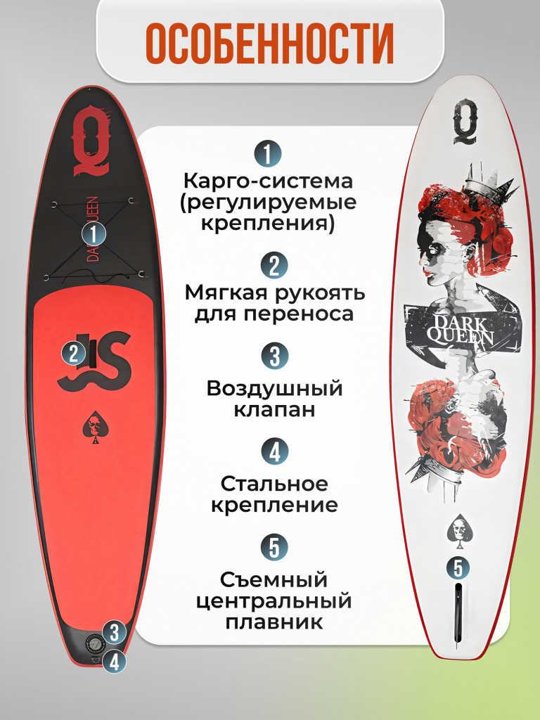 SUP-board Nonstopika Round, A35, цвет красный/черный
