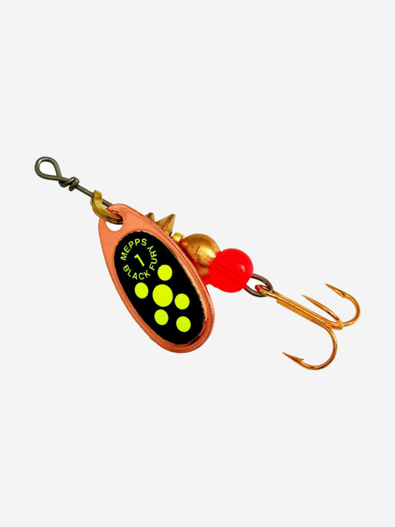 Блесна для рыбалки вертушка Mepps BLACK FURY 1, Copper/Chartreuse, 1 штука