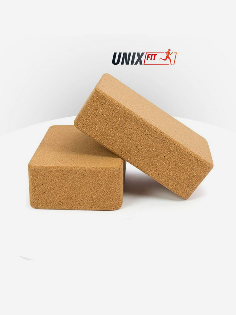 Блок для йоги и фитнеса UNIX Fit пробковый, 22,5 х 15 х 7,5 см. - 1 шт.