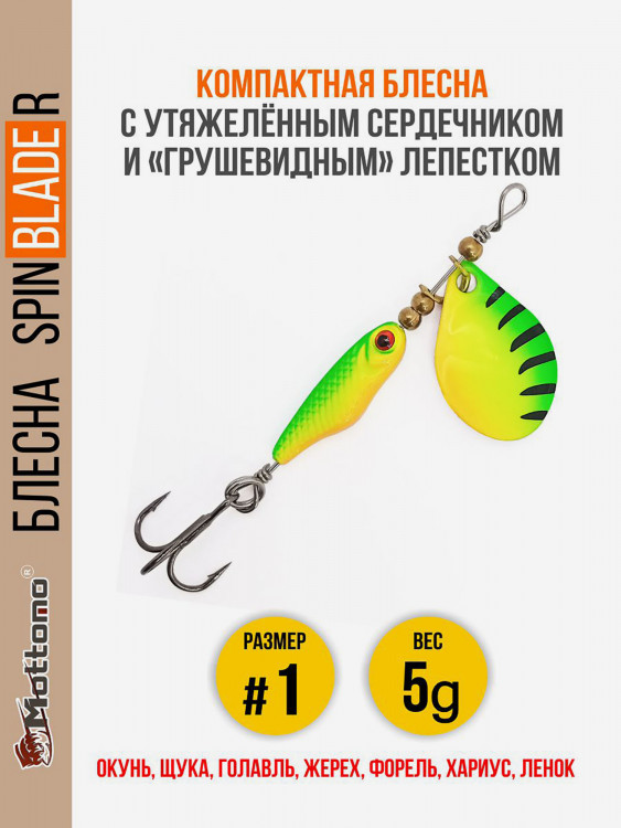 Блесна для рыбалки Spin Blade R #1 5g Fire Tiger на окуня голавля щуку
