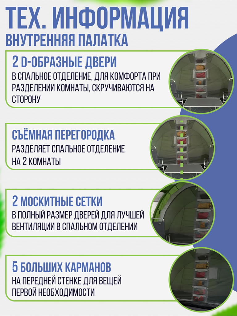 Четырехместная кемпинговая палатка Trek Planet Vario Nexo 4