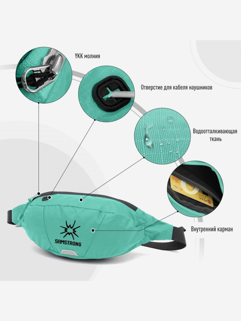 Поясная сумка SAMSTRONG B0268 WAIST BAG 1,5, сине-зеленый
