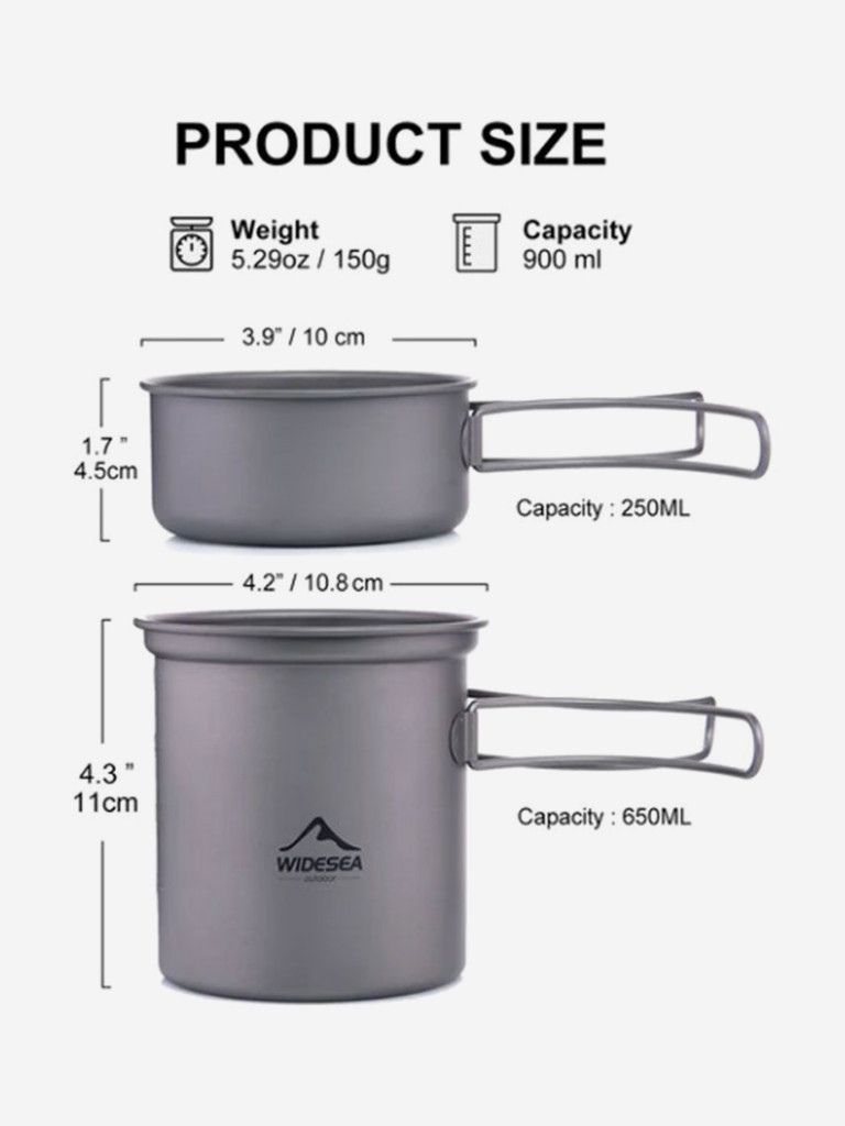 Титановый котелок Widesea