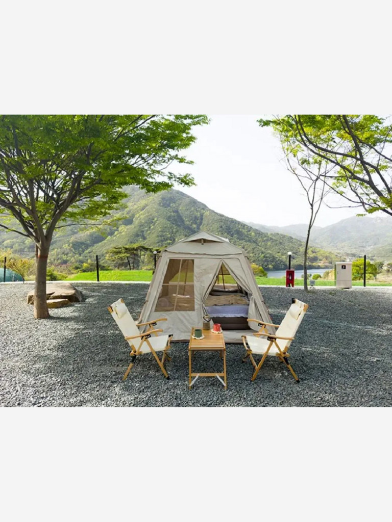 Надувная палатка Coody 5.8 Beige, 2.4×2.4 м, 2–4 человека, навес