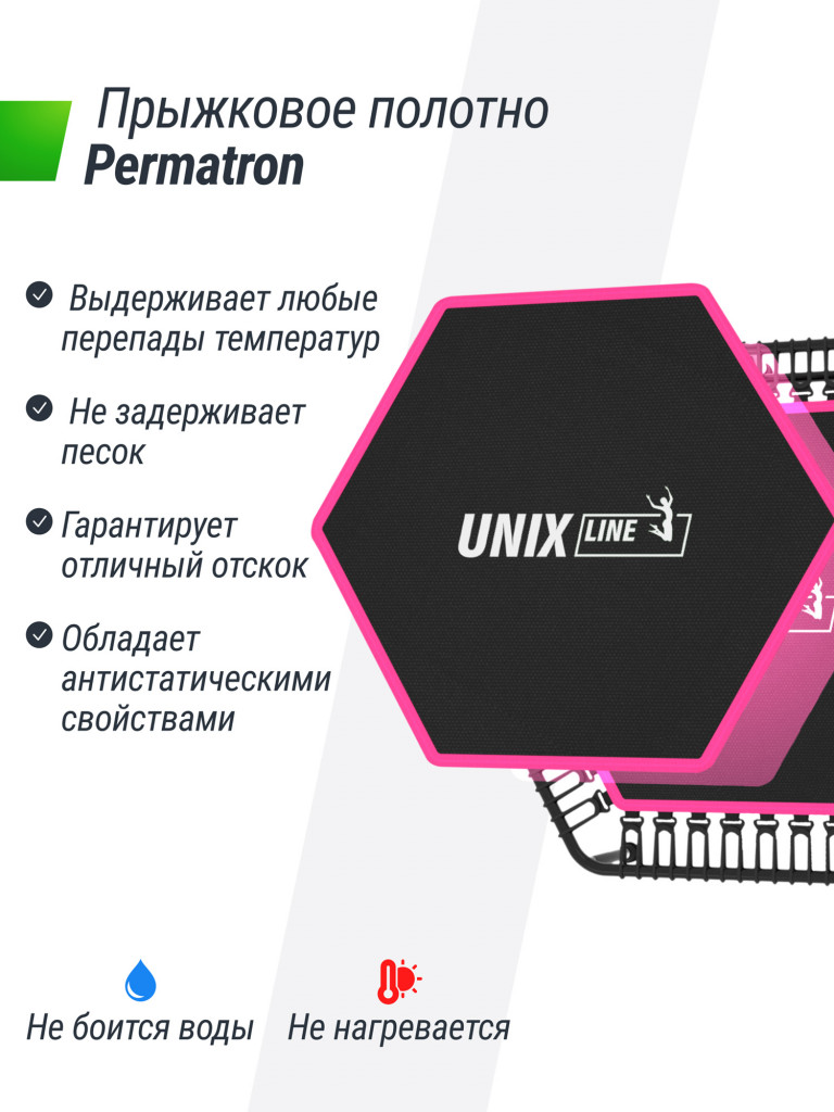 Батут спортивный для фитнеса и джампинга UNIX Line Fitness 125 см, розовый