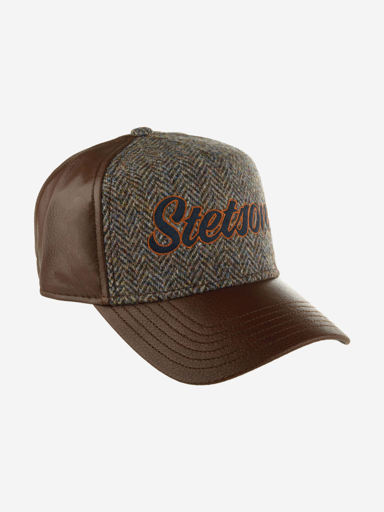Бейсболка STETSON 7767501 TRUCKER CAP LAMB NAPPA HARRIS TWEED (коричневый)