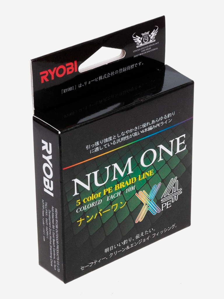 Шнур плетеный для рыбалки Ryobi NUM ONE PE4X, 100м, 0,310мм, 16кг, мультиколор