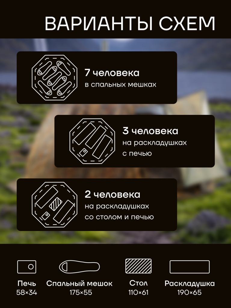 Палатка УП-2 Берег, 7 местная, двухслойная, в чехле