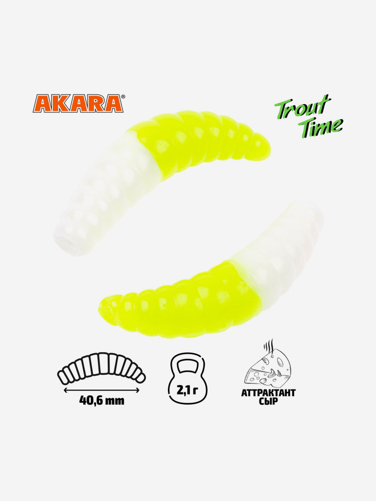 Силиконовая приманка Akara Trout Time MAGGOT 1,6 Cheese 16R (20 шт.)