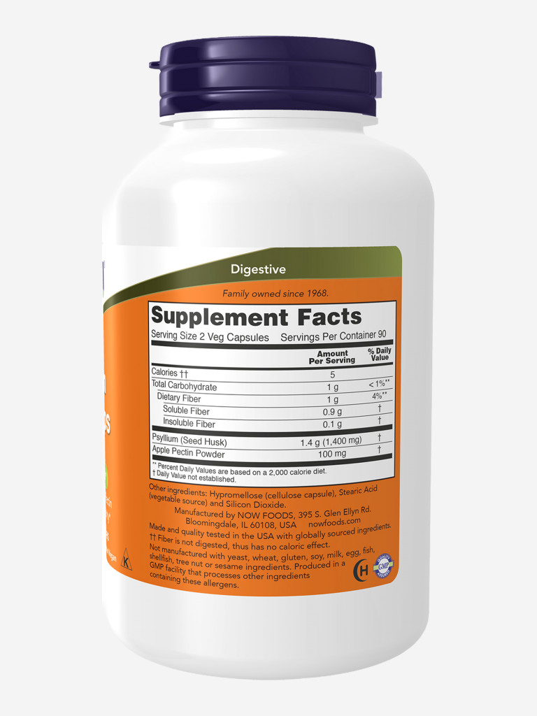 NOW Подорожник + Пектин 900мг 180 капс