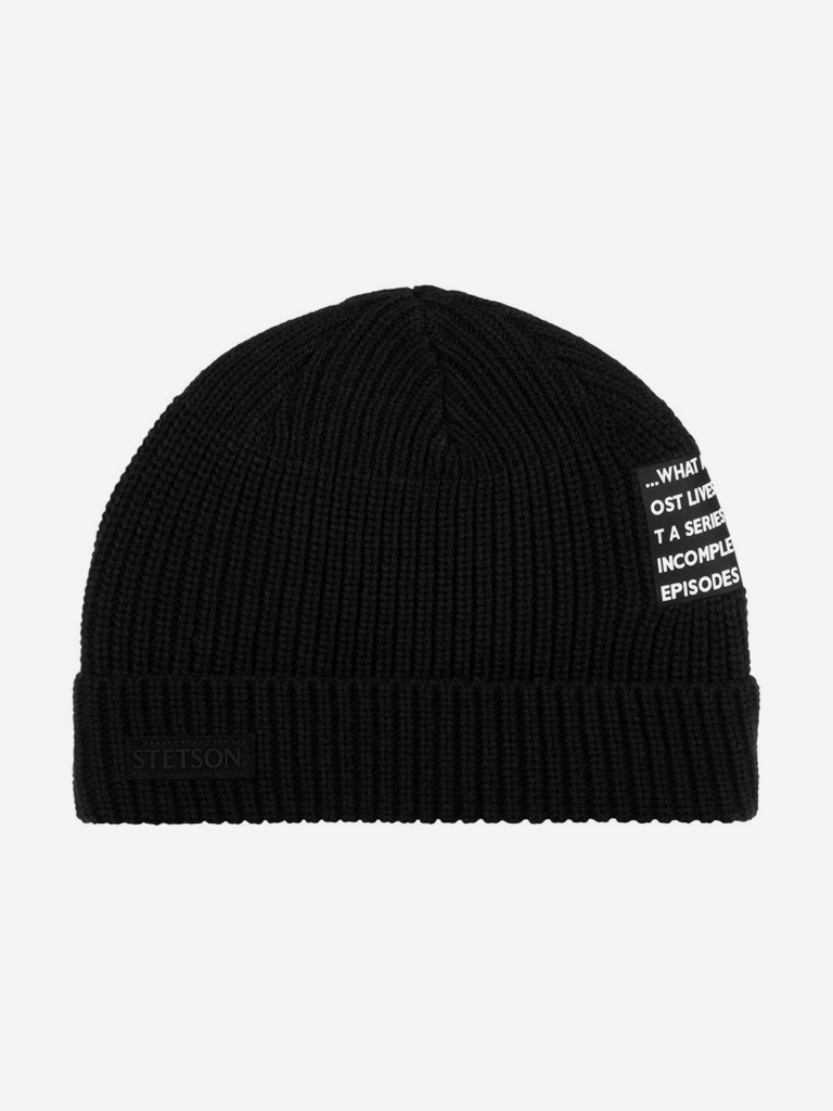 Шапка с отворотом STETSON 8599129 BEANIE BADGE (черный)