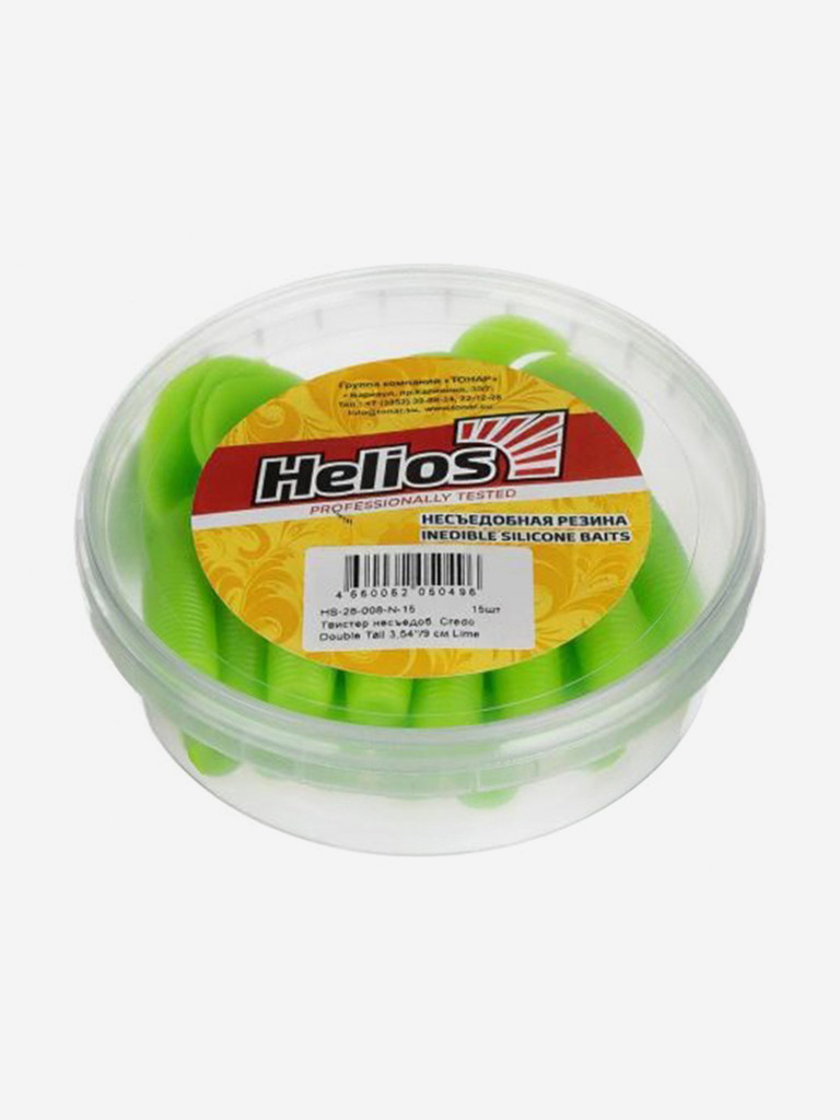 Мягкая приманка Helios Credo Double Tail, 3,54" / 9 см, Lime, 15 штук (HS-28-008-N-15)