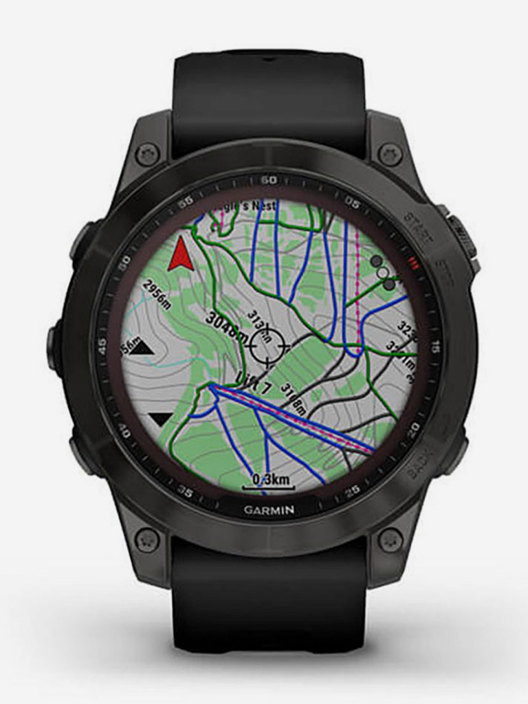 Спортивные титановые наручные часы Garmin Fenix 7 Sapphire Solar Carbon Gray DLC Titanium с силиконовым ремешком