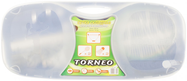 Набор для бадминтона Torneo (сетка со стойками, 2 ракетки, 2 волана, чехол)
