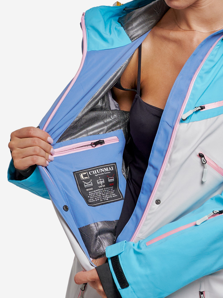 Горнолыжный комбинезон женский зимний голубого цвета 2326