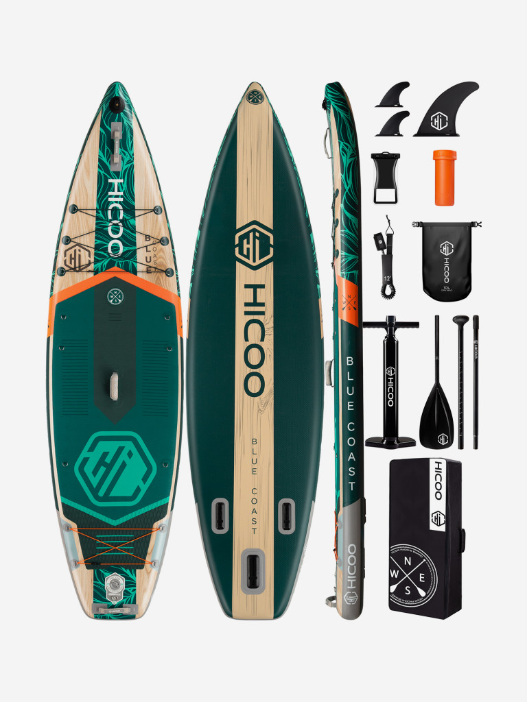 Надувная SUP-доска HICOO BLUE COAST GREEN STD, 11'x34"x6" 335*84*15 см сапборд