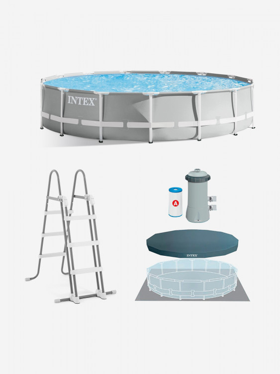 Бассейн каркасный Intex Prism Frame, 457х107 см, фильтр-насос 3785 л/ч, лестница, подстилка, тент