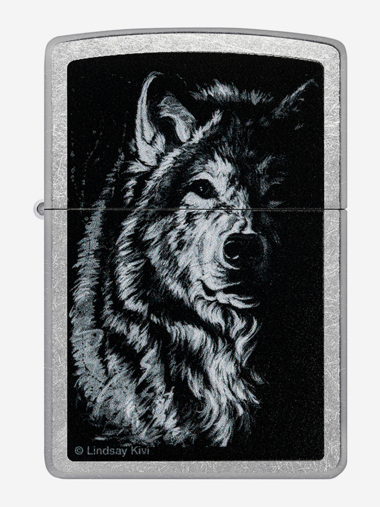 Зажигалка бензиновая ветроустойчивая Zippo Shadow Wolf Street Chrome