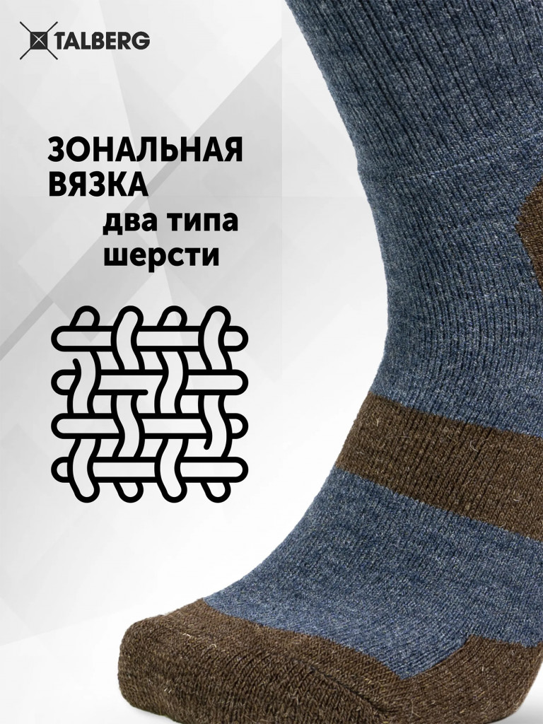 Термоноски треккинговые Talberg Yak Trek до -30 C, 36-38, синий