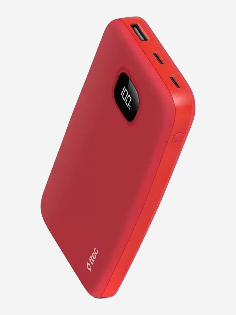 Внешний аккумулятор TTEC ChargeUp Pro LCD 10.000mAh PD 20W Powerbank. Цвет: красный
