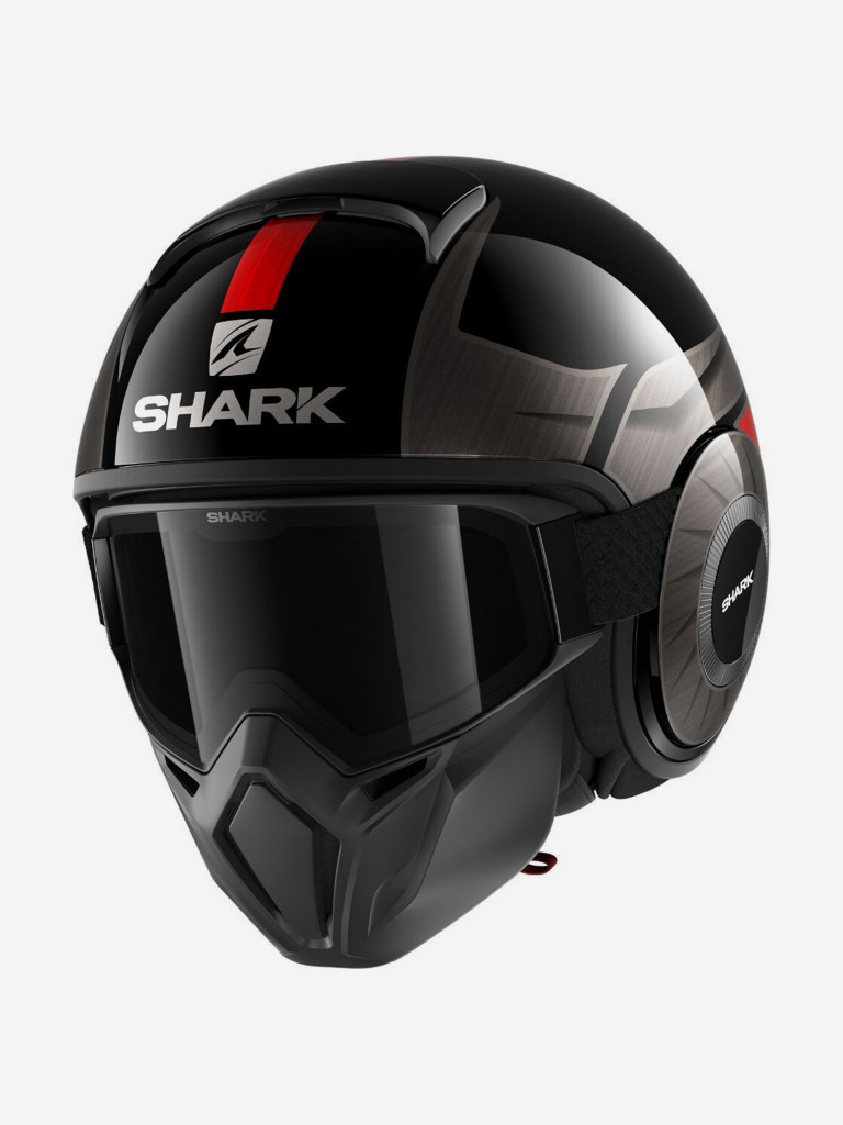 Мотошлем открытый SHARK STREET DRAK TRIBUTE RM Black/Chrom/Red