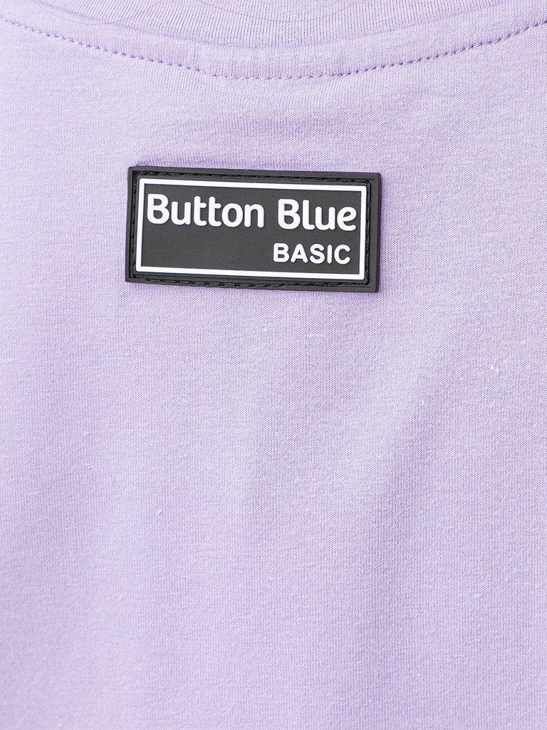 Футболка со спущенным рукавом и принтом фиолетовая Button Blue