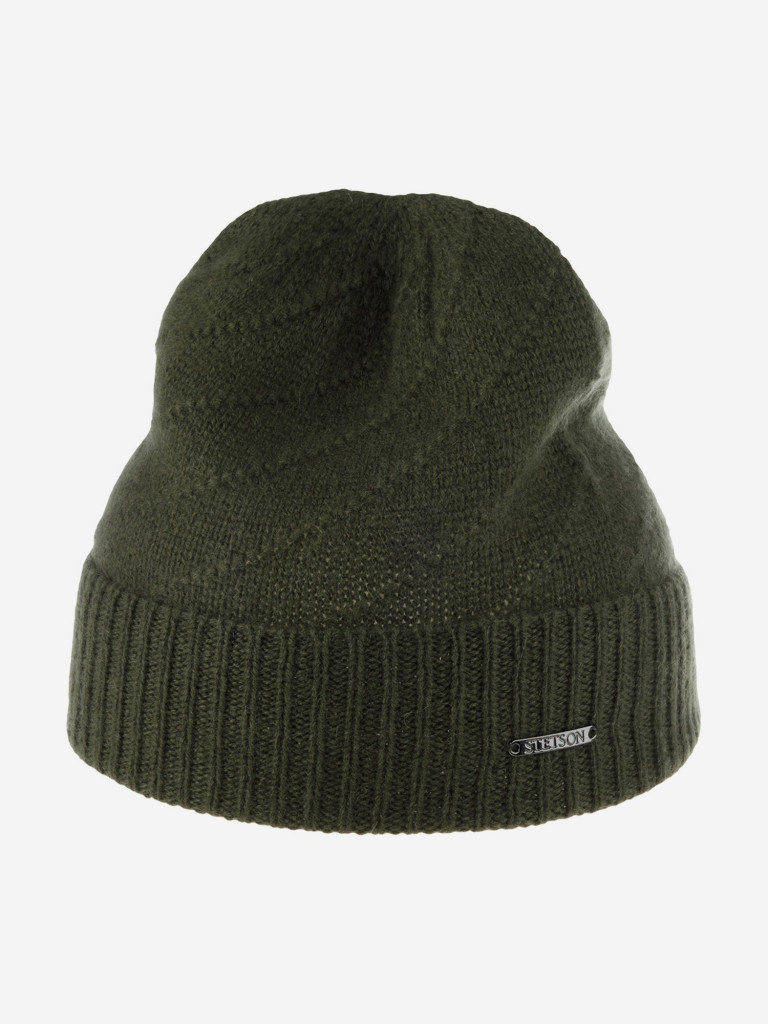 Шапка с отворотом STETSON 8599218 BEANIE CASHMERE (оливковый)