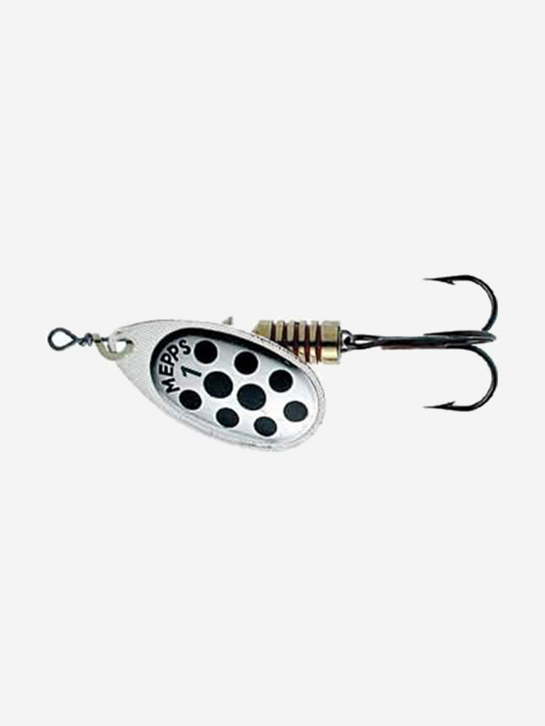 Блесна для рыбалки вертушка Mepps AGLIA PTS, 1, SILVER/Black dots, 1 штука