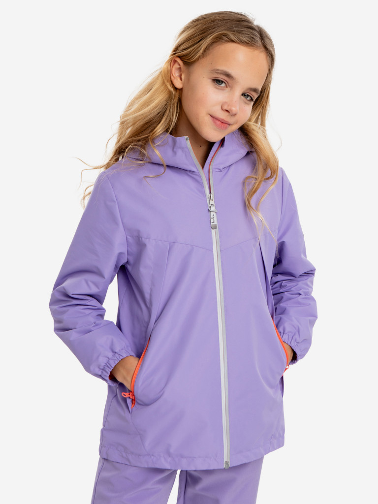 Ветровка softshell с капюшоном фиолетовая для девочки Button Blue