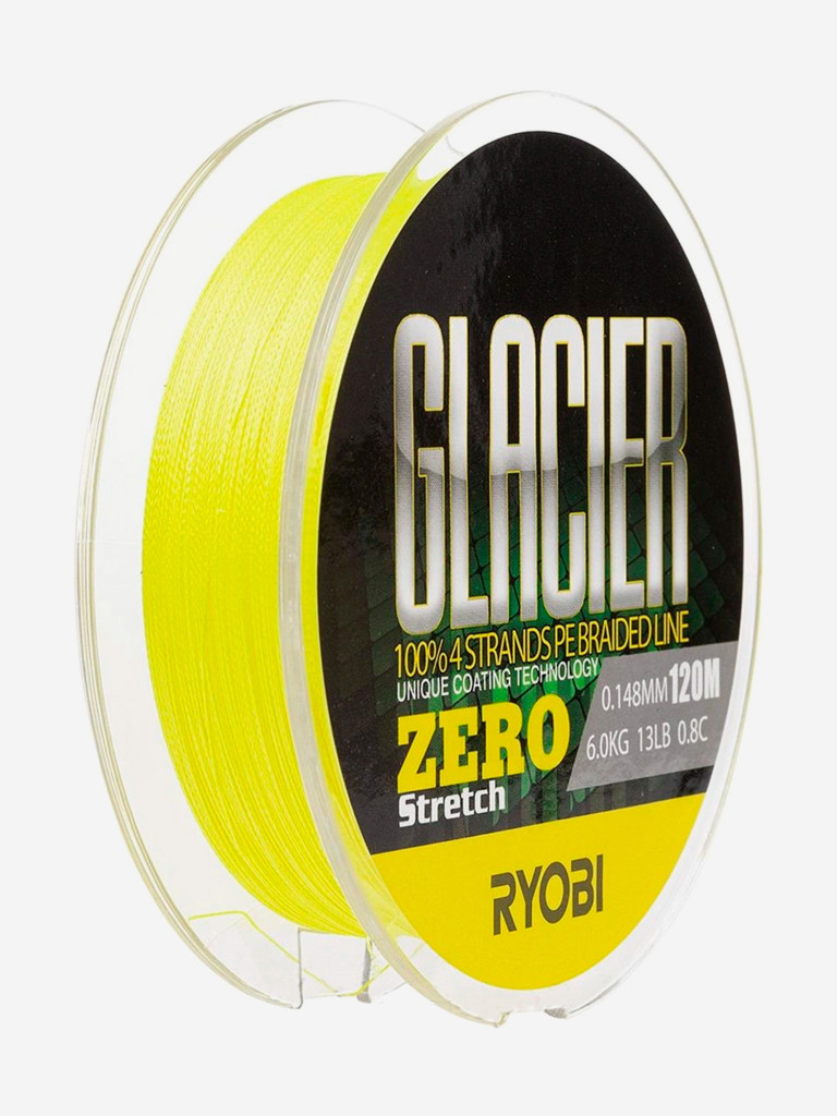 Шнур плетеный для рыбалки Ryobi GLACLER ZERO 120м, 0,148мм, 6кг, желтый