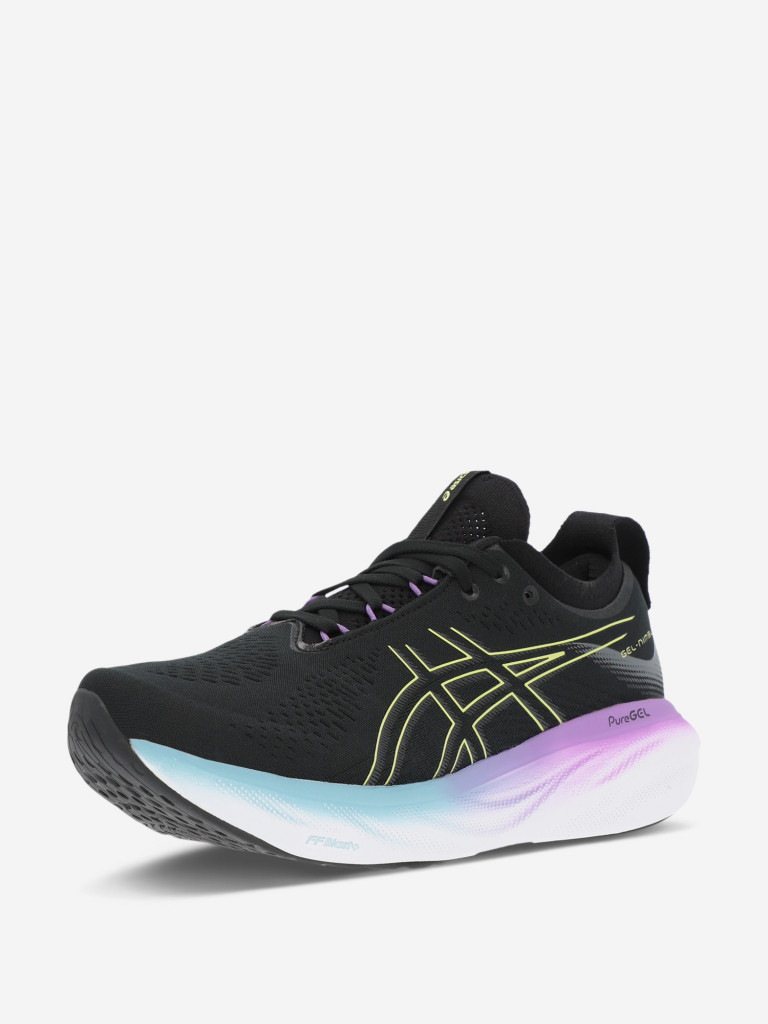 Кроссовки женские ASICS Gel-Nimbus 25 черный/желтый/белый цвет — купить за  16679 руб. со скидкой 40 %, отзывы в интернет-магазине Спортмастер