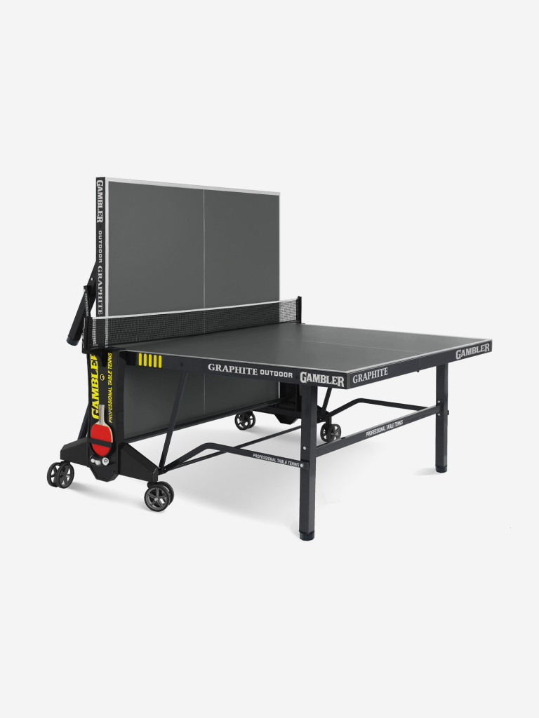 Стол теннисный Gambler GRAPHITE 6 Всепогодный, для улицы, складной, с колесами и сеткой