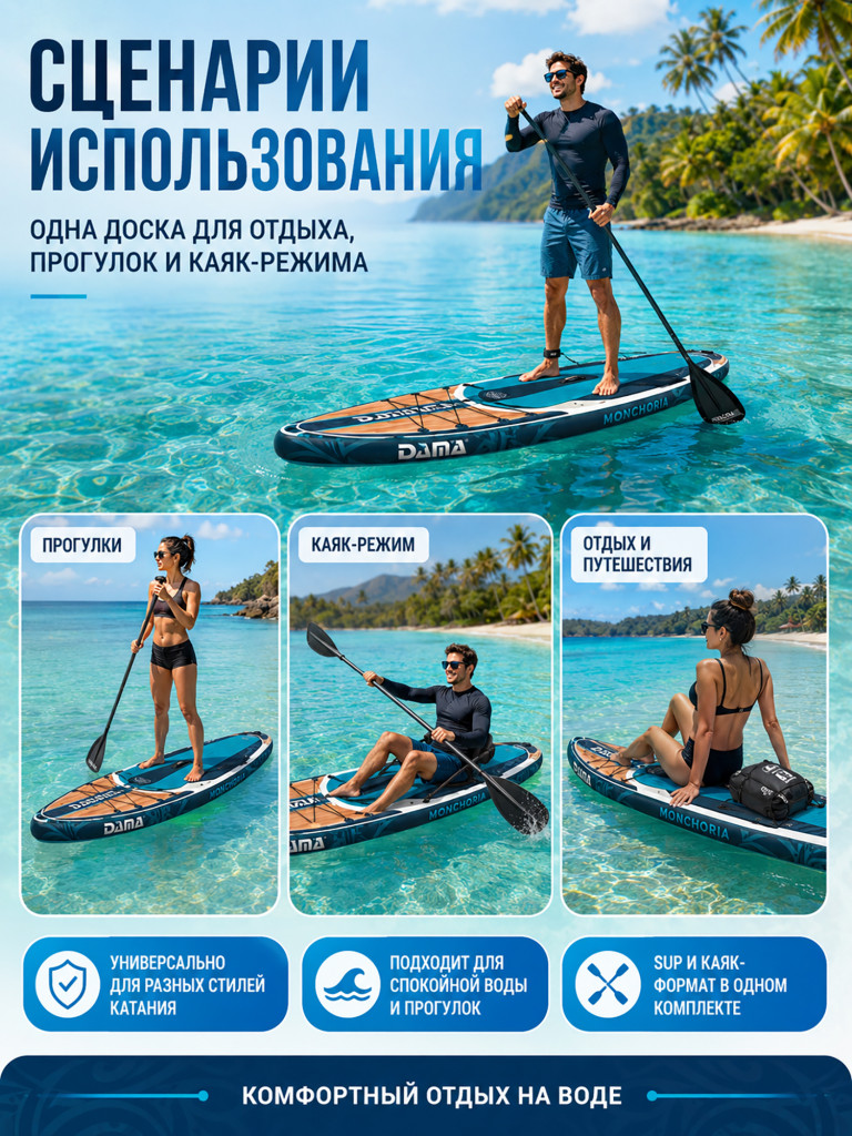 Сапборд двухслойный DAMA MONCHORIA Blue 335 см