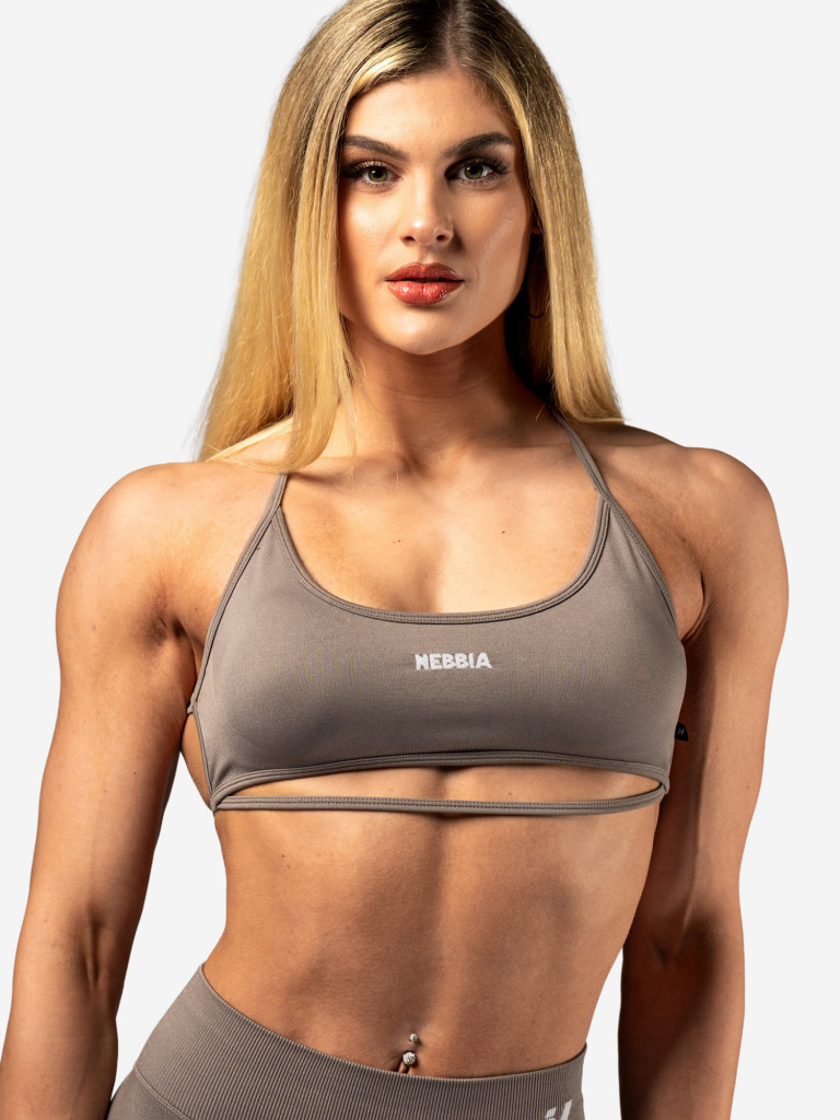 Топ женский NEBBIA Open-Back Sports Bra POWER 890 Light brown