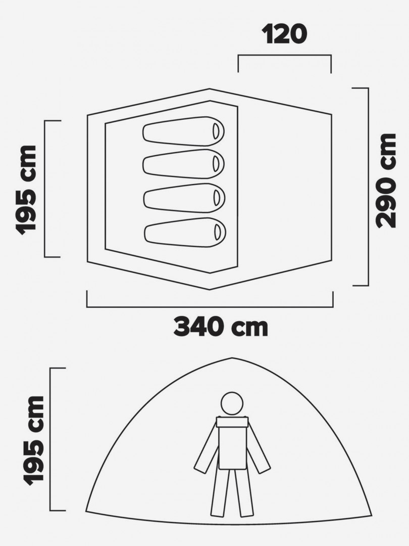 фото Палатка 4-местная northland instant 4, серый