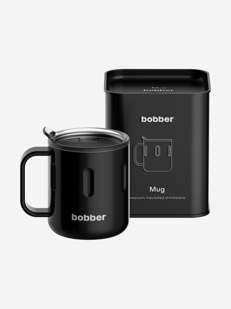 Вакуумная стальная термокружка с крышкой Bobber Mug 300 мл черный тепло до 2 часов