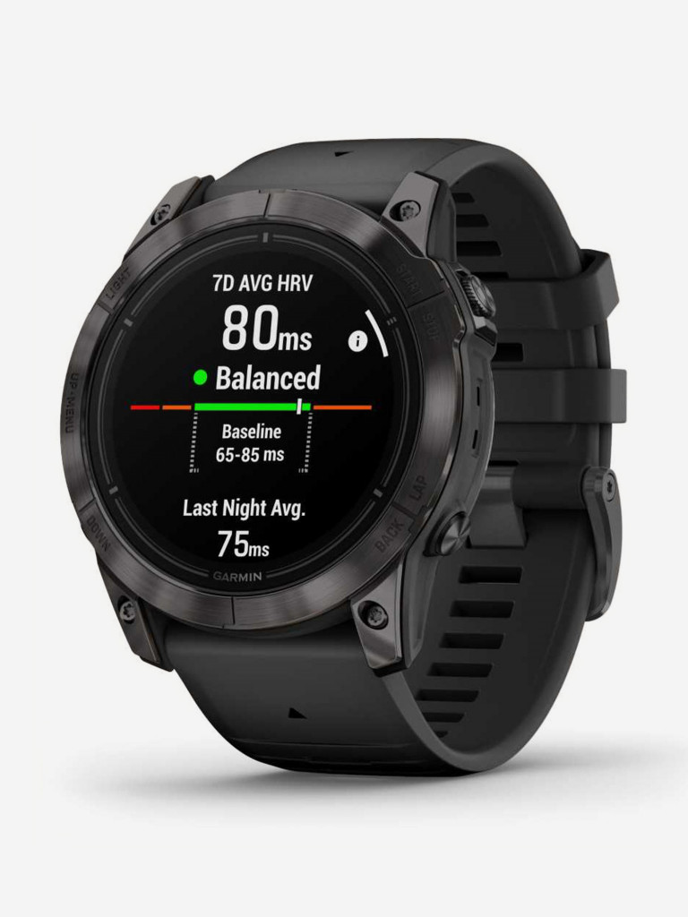 Спортивные часы Garmin EPIX PRO (Gen 2) Sapphire Edition 51 мм, титановый угольно-серый, DLC, черный силиконовый ремешок