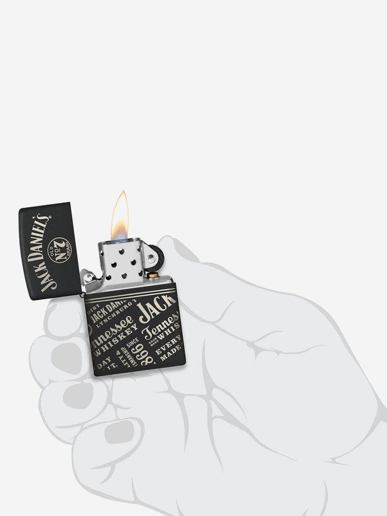 Зажигалка бензиновая ветроустойчивая Zippo Jack Daniel's Black Matte