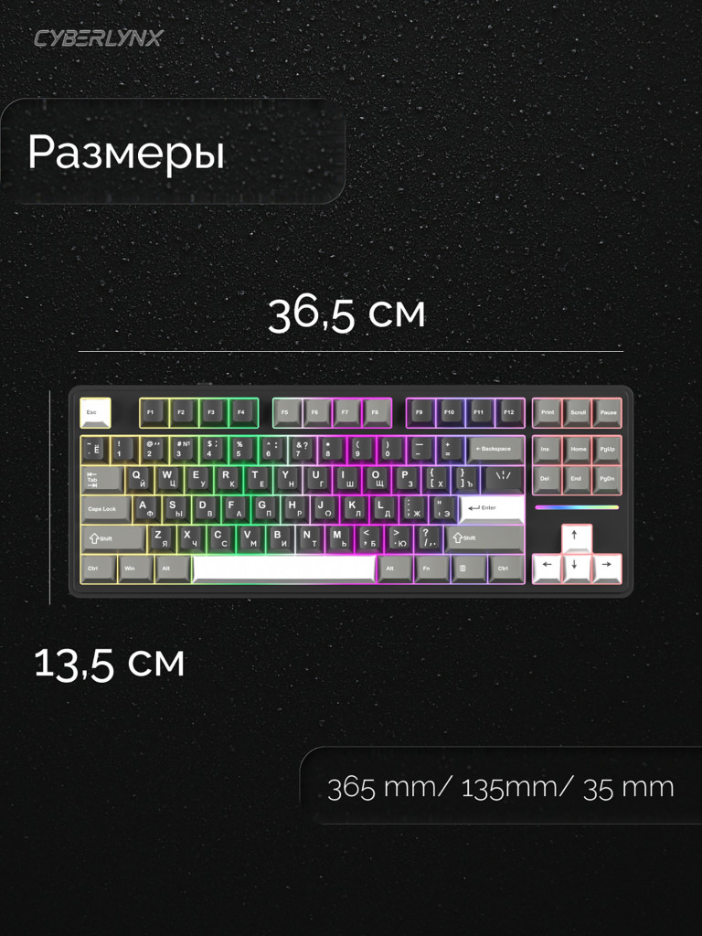 Игровая клавиатура CyberLynx RX87 PRO (черный/белый/серый)