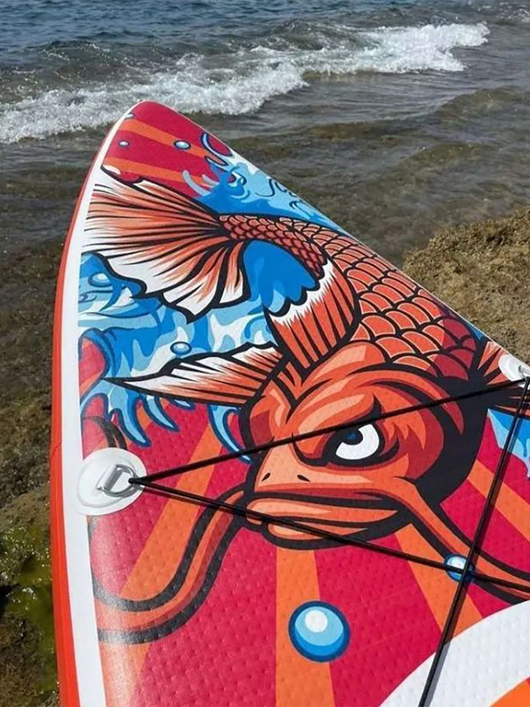 Надувная SUP доска Terbo KOI 11'6 (красный Сап Рыба дракон) для прогулок по воде