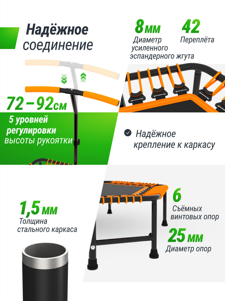 Батут спортивный для фитнеса и джампинга UNIX Line Fitness 125 см, оранжевый