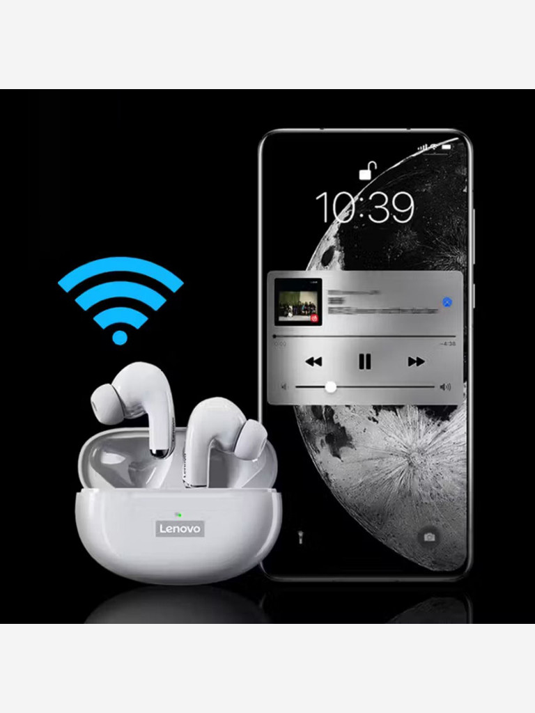 Беспроводная Bluetooth-гарнитура Lenovo LP5 Спортивная игровая гарнитура TWS Bluetooth 5.0 с микрофоном серые
