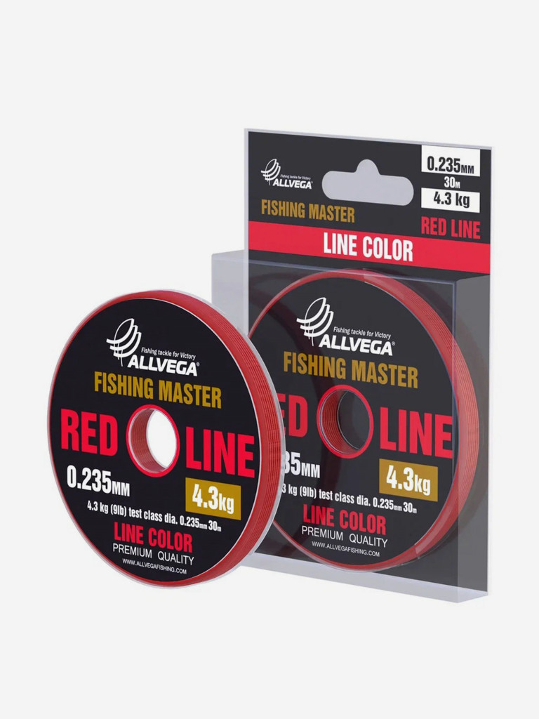 Леска монофильная ALLVEGA "Fishing Master" 30м 0,235мм (4,3кг) рубиновая