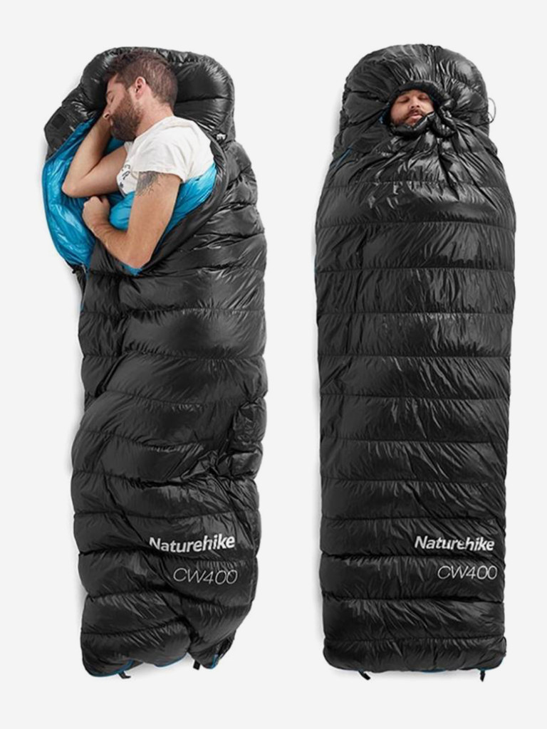 Мешок спальный Naturehike CW400 NH18C400-D с гусиным пухом М черный