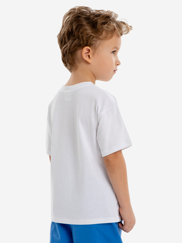 Футболка оверсайз с принтом белая для мальчика Button Blue