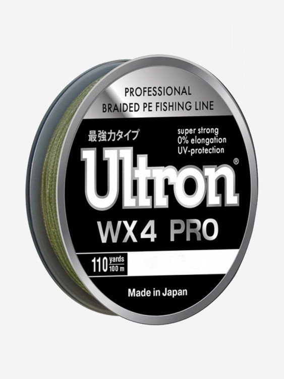 Плетеный шнур для рыбалки ULTRON WX 4 PRO 0,17 мм, 11,0 кг, 100 м, хаки